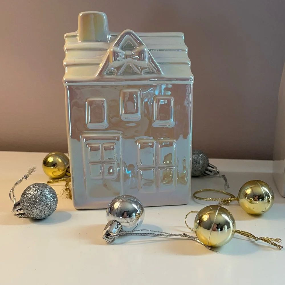 Target Bullseye Holiday Iridescent Houses - set of 2 - Christmas Village Scene
